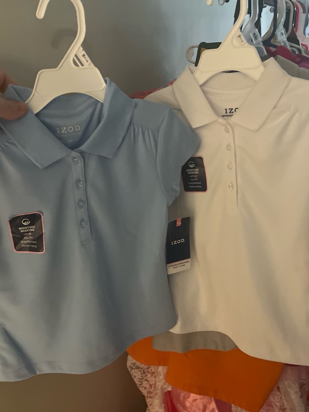 Izod Girls Polo Duo - Light Blue & White Short Sleeve
